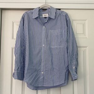 American Eagle Outfitters Blue and White Oversized Striped Button Down Shirt